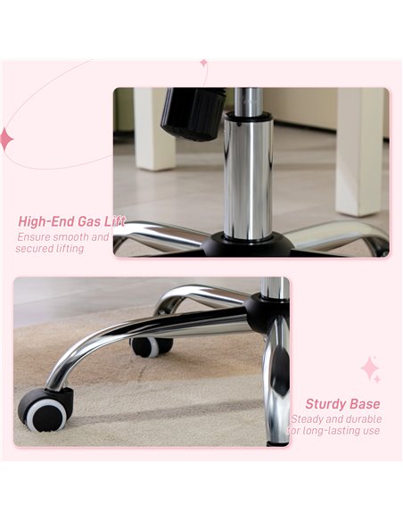 Vinsetto Home Office Chair, Computer Office Chair with 360 Degree Swivel Wheels, Adjustable Height, Tilt Function, Pink 921-647V - pic 86543 | FastDaddyshop