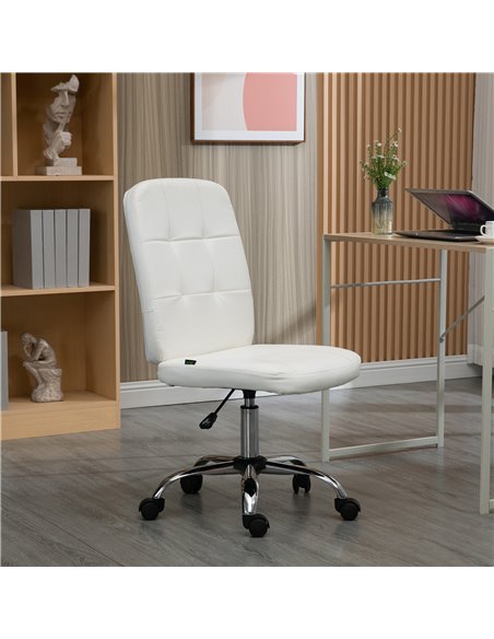 Vinsetto Home Office Chair, Faux Leather Desk Chair with Adjustable Height, Computer Desk Chair, Armless, White 921-655V70WT - pic 86547 | FastDaddyshop