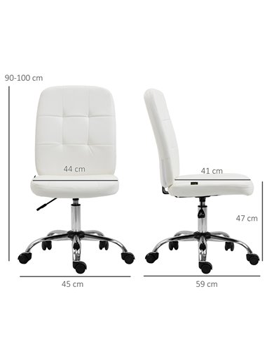 Vinsetto Home Office Chair, Faux Leather Desk Chair with Adjustable Height, Computer Desk Chair, Armless, White 921-655V70WT