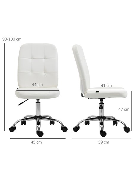 Vinsetto Home Office Chair, Faux Leather Desk Chair with Adjustable Height, Computer Desk Chair, Armless, White 921-655V70WT - pic 86548 | FastDaddyshop