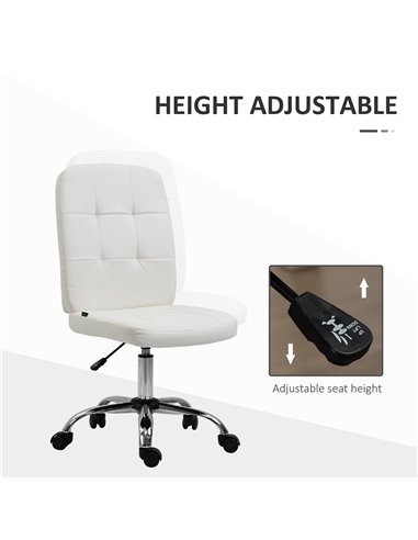 Vinsetto Home Office Chair, Faux Leather Desk Chair with Adjustable Height, Computer Desk Chair, Armless, White 921-655V70WT