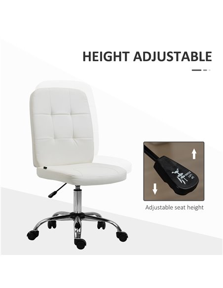 Vinsetto Home Office Chair, Faux Leather Desk Chair with Adjustable Height, Computer Desk Chair, Armless, White 921-655V70WT - pic 86549 | FastDaddyshop