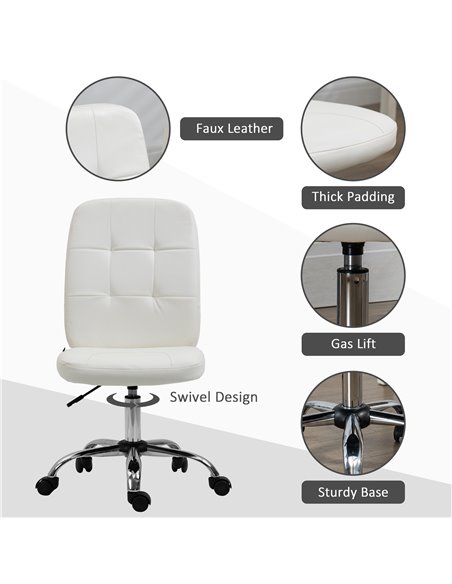 Vinsetto Home Office Chair, Faux Leather Desk Chair with Adjustable Height, Computer Desk Chair, Armless, White 921-655V70WT - pic 86550 | FastDaddyshop