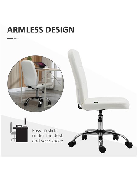 Vinsetto Home Office Chair, Faux Leather Desk Chair with Adjustable Height, Computer Desk Chair, Armless, White 921-655V70WT - pic 86551 | FastDaddyshop