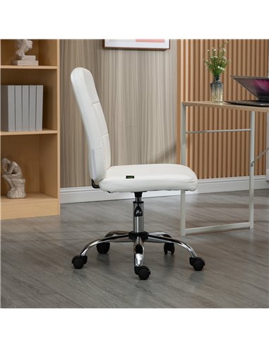 Vinsetto Home Office Chair, Faux Leather Desk Chair with Adjustable Height, Computer Desk Chair, Armless, White 921-655V70WT