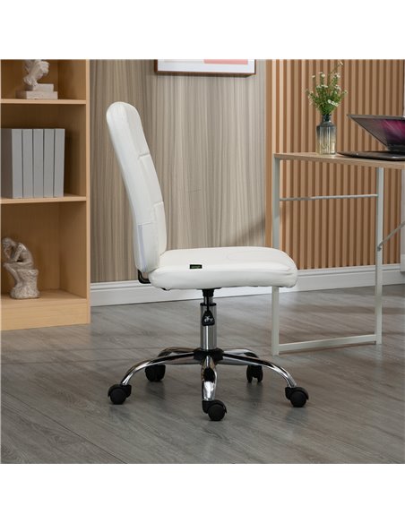 Vinsetto Home Office Chair, Faux Leather Desk Chair with Adjustable Height, Computer Desk Chair, Armless, White 921-655V70WT - pic 86552 | FastDaddyshop