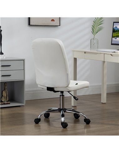 Vinsetto Home Office Chair, Faux Leather Desk Chair with Adjustable Height, Computer Desk Chair, Armless, White 921-655V70WT
