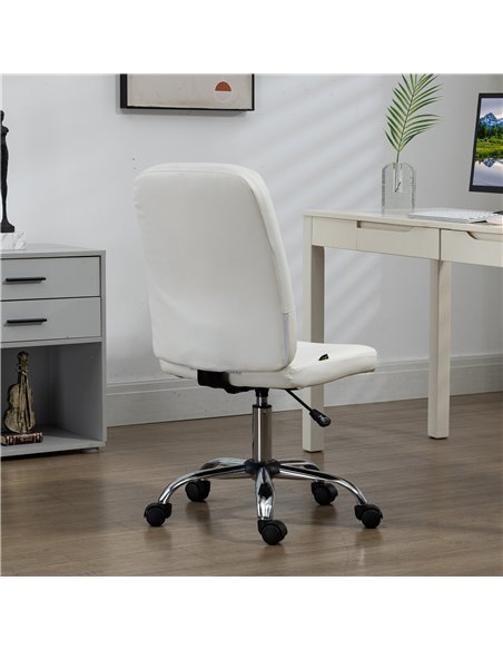 Vinsetto Home Office Chair, Faux Leather Desk Chair with Adjustable Height, Computer Desk Chair, Armless, White 921-655V70WT - pic 86553 | FastDaddyshop