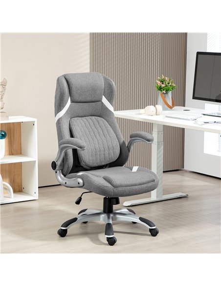 Vinsetto Ergonomic Desk Chair with Adjustable Height and Tension, Armrests, Linen-Look Home Office Chair, Grey 921-624V70GY - pic 86556 | FastDaddyshop
