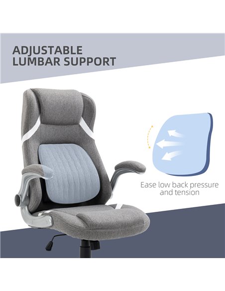 Vinsetto Ergonomic Desk Chair with Adjustable Height and Tension, Armrests, Linen-Look Home Office Chair, Grey 921-624V70GY - pic 86560 | FastDaddyshop