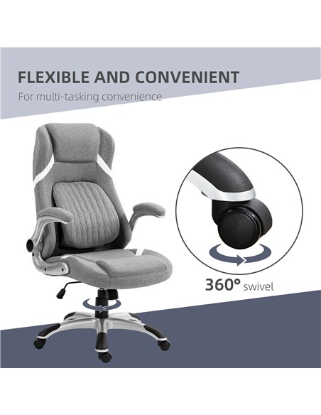 Vinsetto Ergonomic Desk Chair with Adjustable Height and Tension, Armrests, Linen-Look Home Office Chair, Grey 921-624V70GY - pic 86562 | FastDaddyshop