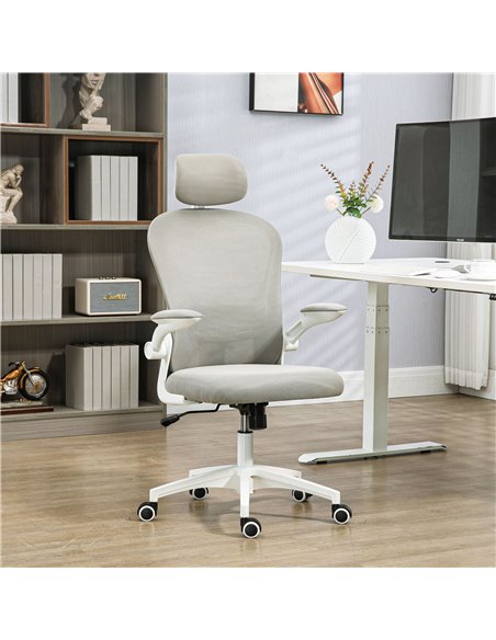 Vinsetto Multi-Adjustable Office Chair, with Lumbar Support, Headrest and Mesh Back - Grey 921-688V70GY - pic 86565 | FastDaddyshop