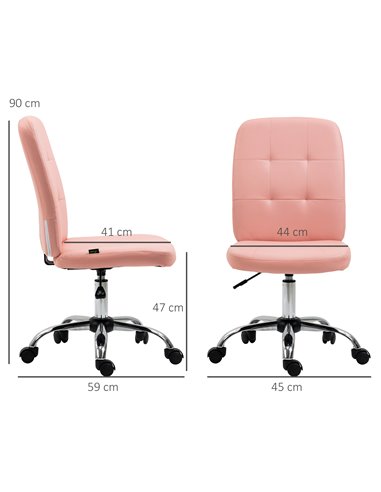 Vinsetto Armless Faux Leather Office Chair - Pink 921-655V70PK