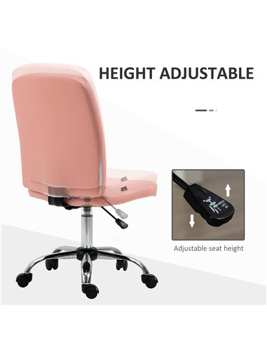 Vinsetto Armless Faux Leather Office Chair - Pink 921-655V70PK