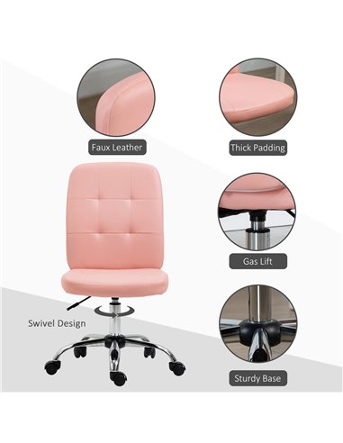 Vinsetto Armless Faux Leather Office Chair - Pink 921-655V70PK