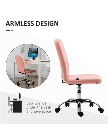 Vinsetto Armless Faux Leather Office Chair - Pink 921-655V70PK - pic 86578 | FastDaddyshop