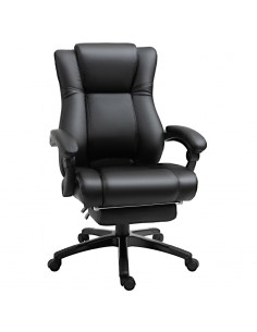 Vinsetto Ergonomic Office Chair, PU Leather with Footrest, Wheels, Adjustable Height, Black