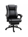 Vinsetto Ergonomic Office Chair, PU Leather with Footrest, Wheels, Adjustable Height, Black