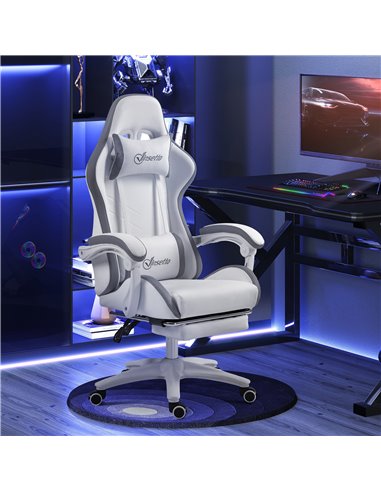 Vinsetto Racing Gaming Chair, Reclining PU Leather Computer Chair w/ 360 Degree Swivel Seat, Footrest, Headrest & Lumber, White 