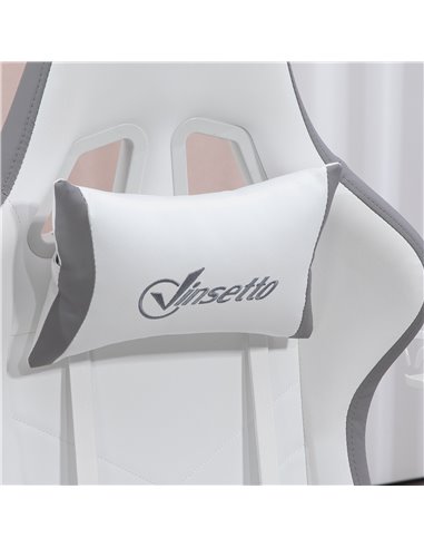Vinsetto Racing Gaming Chair, Reclining PU Leather Computer Chair w/ 360 Degree Swivel Seat, Footrest, Headrest & Lumber, White 
