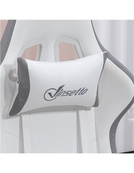 Vinsetto Racing Gaming Chair, Reclining PU Leather Computer Chair w/ 360 Degree Swivel Seat, Footrest, Headrest & Lumber, White  - pic 86598 | FastDaddyshop