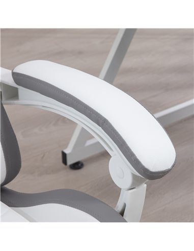 Vinsetto Racing Gaming Chair, Reclining PU Leather Computer Chair w/ 360 Degree Swivel Seat, Footrest, Headrest & Lumber, White 