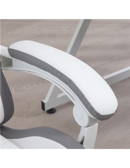 Vinsetto Racing Gaming Chair, Reclining PU Leather Computer Chair w/ 360 Degree Swivel Seat, Footrest, Headrest & Lumber, White  - pic 86599 | FastDaddyshop