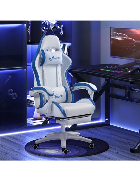 Vinsetto Racing Gaming Chair, Reclining PU Leather Computer Chair w/ 360° Swivel Seat, Footrest, Removable Headrest & Lumber Sup - pic 86601 | FastDaddyshop