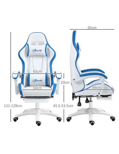 Vinsetto Racing Gaming Chair, Reclining PU Leather Computer Chair w/ 360° Swivel Seat, Footrest, Removable Headrest & Lumber Sup - pic 86602 | FastDaddyshop