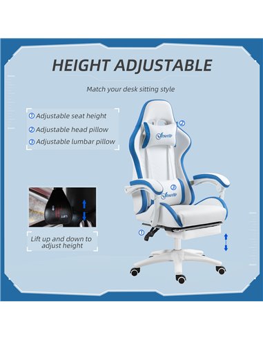 Vinsetto Racing Gaming Chair, Reclining PU Leather Computer Chair w/ 360° Swivel Seat, Footrest, Removable Headrest & Lumber Sup