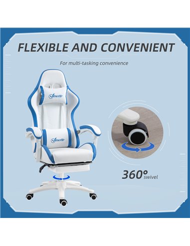 Vinsetto Racing Gaming Chair, Reclining PU Leather Computer Chair w/ 360° Swivel Seat, Footrest, Removable Headrest & Lumber Sup
