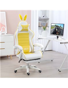 Vinsetto Racing Gaming Chair, Reclining PU Leather Computer Chair with Removable Rabbit Ears, Footrest, Headrest and Lumber Supp 2