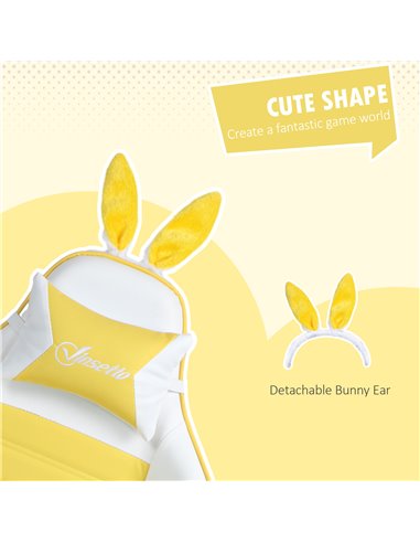 Vinsetto Racing Gaming Chair, Reclining PU Leather Computer Chair with Removable Rabbit Ears, Footrest, Headrest and Lumber Supp