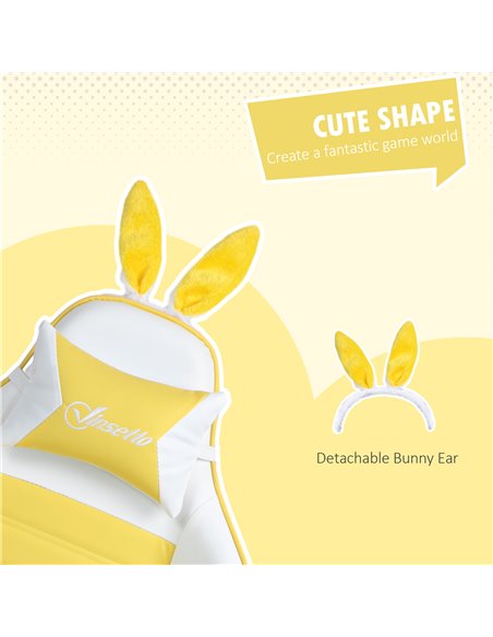 Vinsetto Racing Gaming Chair, Reclining PU Leather Computer Chair with Removable Rabbit Ears, Footrest, Headrest and Lumber Supp - pic 86612 | FastDaddyshop