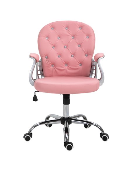 Vinsetto Computer Desk Chair wiyh 360° Swivel, PU Diamante Padded, Base 5 Castor Wheels, Ergonomic Desk Chair for Home Work Pink - pic 86699 | FastDaddyshop