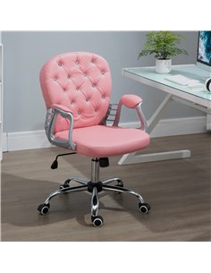 Vinsetto Computer Desk Chair wiyh 360° Swivel, PU Diamante Padded, Base 5 Castor Wheels, Ergonomic Desk Chair for Home Work Pink 2