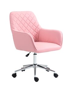 Vinsetto Office Desk Chair, Leather-Feel Fabric Computer Desk Chair with Rolling Wheels and Adjustable Height for Home, Pink 921