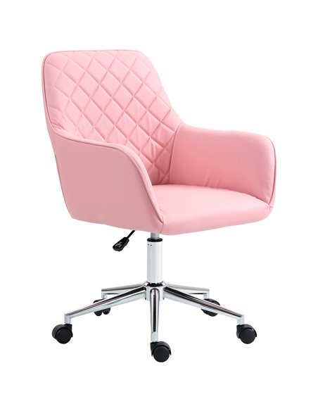 Vinsetto Office Desk Chair, Leather-Feel Fabric Computer Desk Chair with Rolling Wheels and Adjustable Height for Home, Pink 921 - pic 86708 | FastDaddyshop