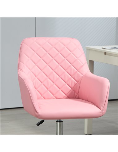 Vinsetto Office Desk Chair, Leather-Feel Fabric Computer Desk Chair with Rolling Wheels and Adjustable Height for Home, Pink 921