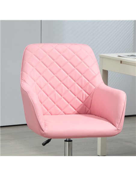 Vinsetto Office Desk Chair, Leather-Feel Fabric Computer Desk Chair with Rolling Wheels and Adjustable Height for Home, Pink 921 - pic 86716 | FastDaddyshop