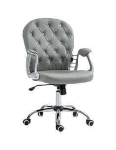 Vinsetto Computer Desk Chair with 360° Swivel, PU Diamante Padded, Base 5 Castor Wheels, Ergonomic Desk Chair for Home Work, Gre