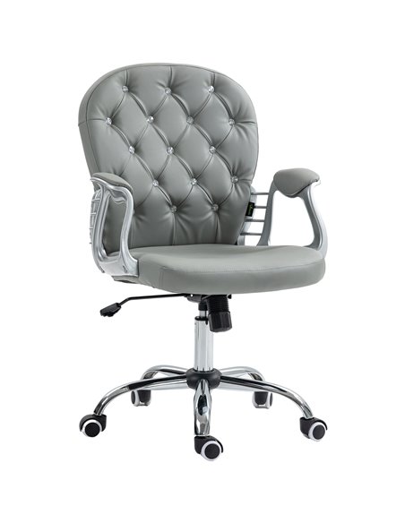 Vinsetto Computer Desk Chair with 360° Swivel, PU Diamante Padded, Base 5 Castor Wheels, Ergonomic Desk Chair for Home Work, Gre - pic 86717 | FastDaddyshop
