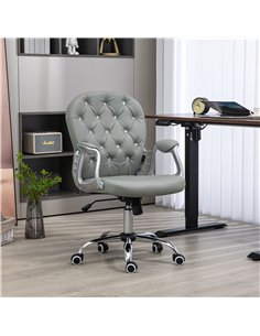 Vinsetto Computer Desk Chair with 360° Swivel, PU Diamante Padded, Base 5 Castor Wheels, Ergonomic Desk Chair for Home Work, Gre 2