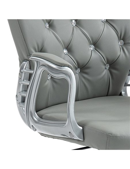 Vinsetto Computer Desk Chair with 360° Swivel, PU Diamante Padded, Base 5 Castor Wheels, Ergonomic Desk Chair for Home Work, Gre - pic 86725 | FastDaddyshop