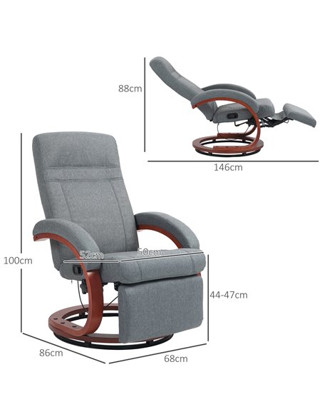 HOMCOM 135° Manual Reclining Swivel Chair, with Footrest - Grey 839-849V70GY - pic 86728 | FastDaddyshop
