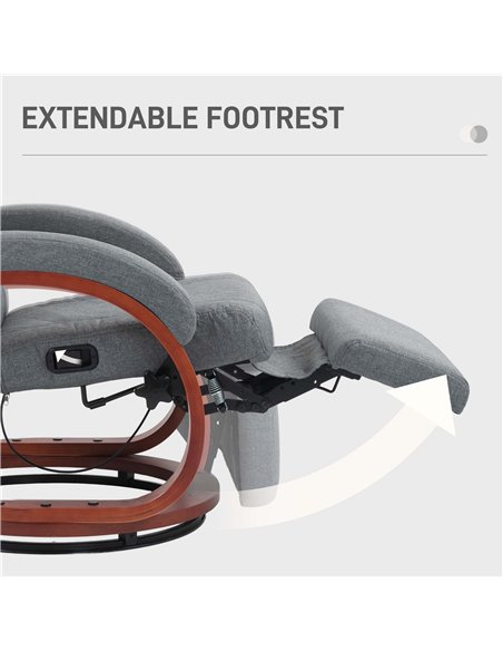 HOMCOM 135° Manual Reclining Swivel Chair, with Footrest - Grey 839-849V70GY - pic 86730 | FastDaddyshop