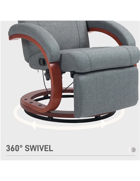HOMCOM 135° Manual Reclining Swivel Chair, with Footrest - Grey 839-849V70GY - pic 86731 | FastDaddyshop