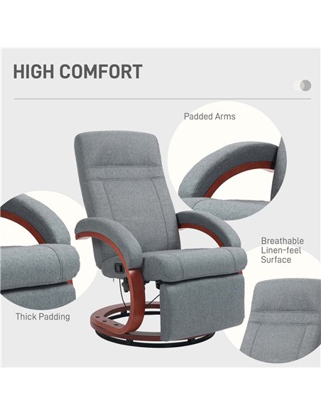 HOMCOM 135° Manual Reclining Swivel Chair, with Footrest - Grey 839-849V70GY - pic 86732 | FastDaddyshop