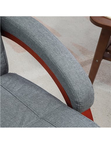 HOMCOM 135° Manual Reclining Swivel Chair, with Footrest - Grey 839-849V70GY