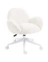HOMCOM Makeup Vanity Chair, Cute Fluffy Desk Chair with Rolling Wheels for Bedroom Living Room, Cream White 833-943V71CW